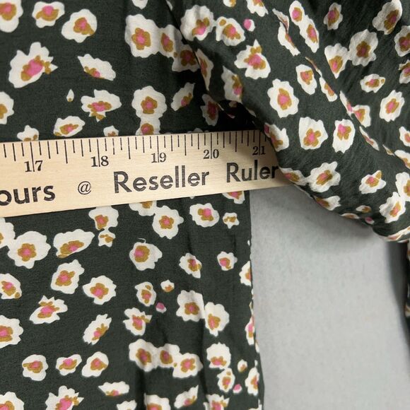 Michelle McDowell Dress Womens Large Green Ditsy Floral Ruffle Boho Cottage Fem - Picture 10 of 13